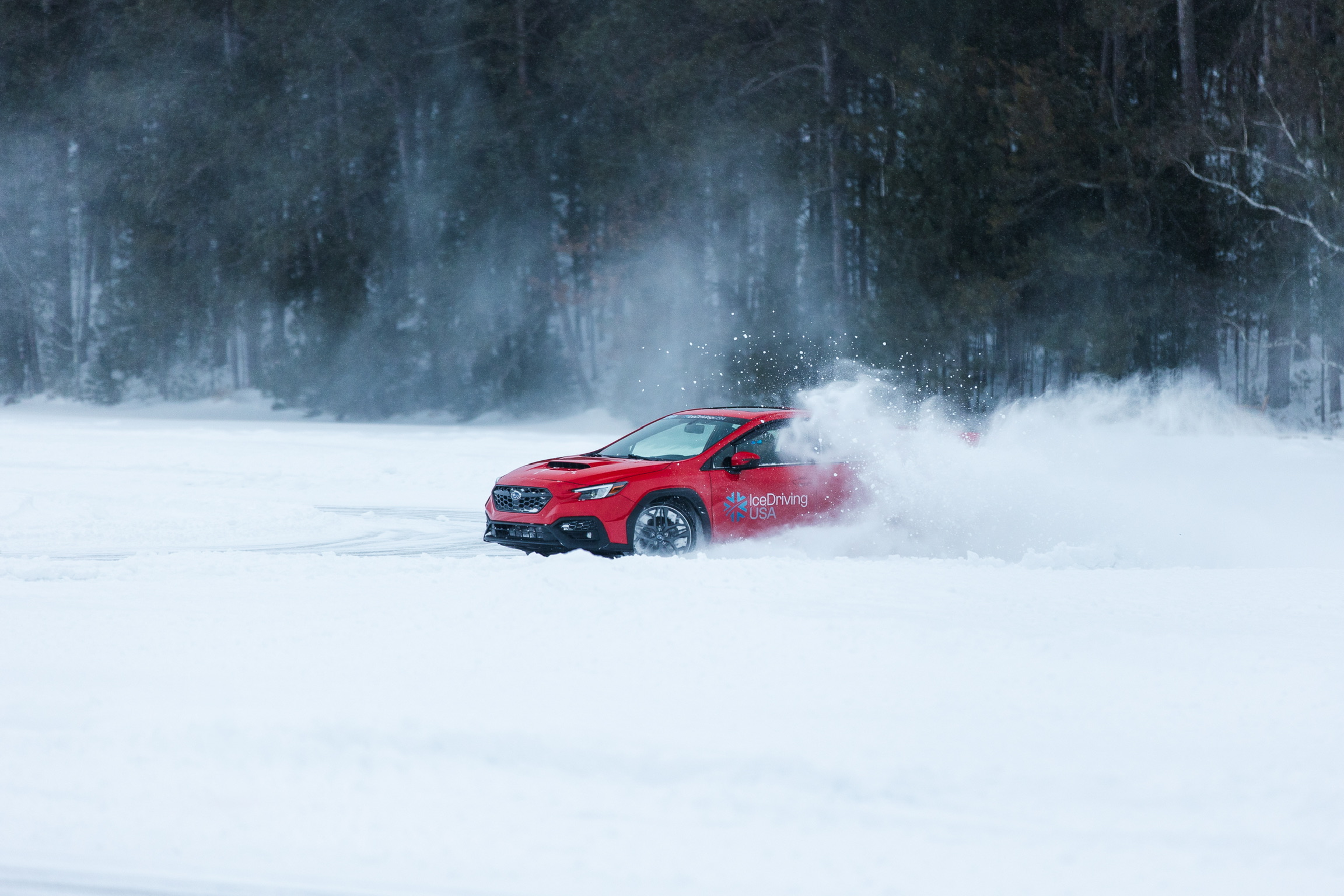Car drifting with snowy background