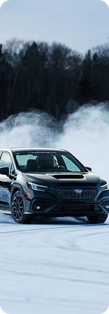 Ice driving car leaving skid marks