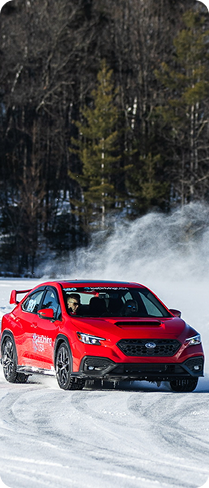 Subaru front view with icy reflection