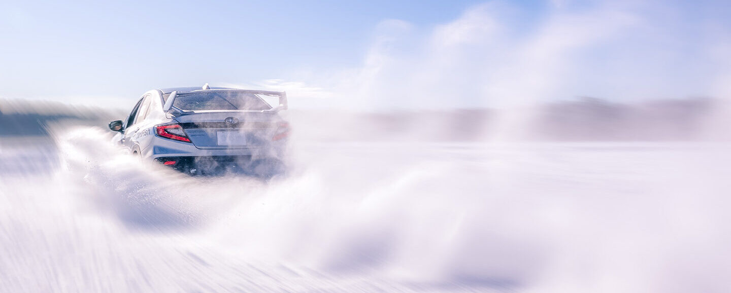 high performance car driving on ice